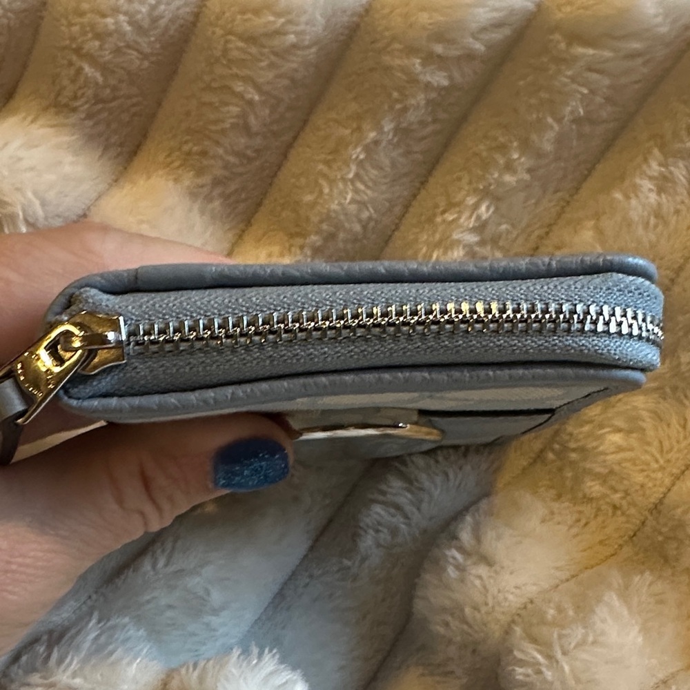 CoachLonnie Small Zip Around Wallet in Signature Jacquard in Marble Blue - Picture 5 of 6